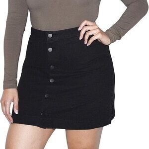 America apparel button up black denim mini skirt